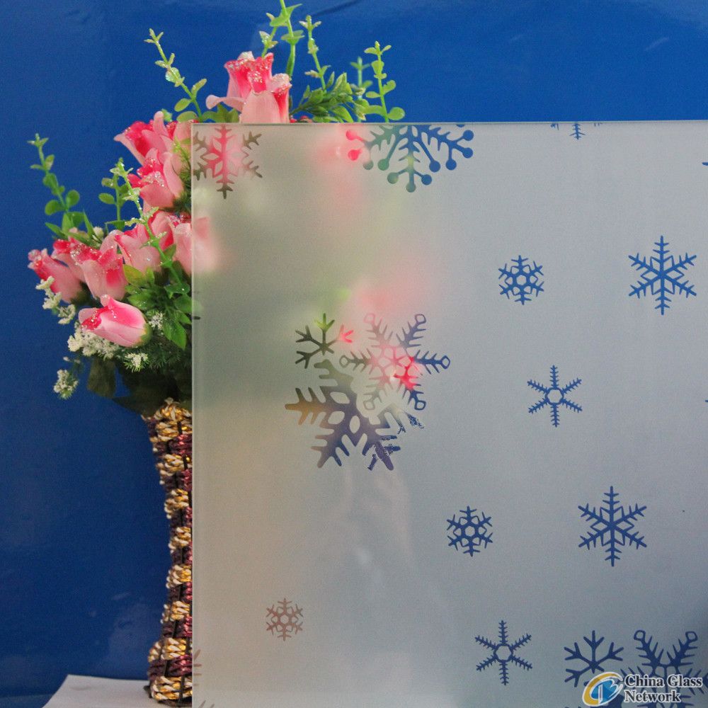 custom made acid etching clear float glass with patterns or without patterns